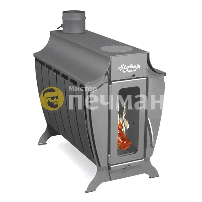 Отопительная печь Ермак с водяным контуром Stoker 220 Aqua-C